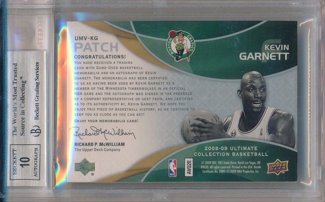 Upper Deck 2008-2009 Ultimate Collection Signature Material Veteran #UMV-KG Kevin Garnett 5/5 / BGS Grade 8.5 / Auto Grade 10