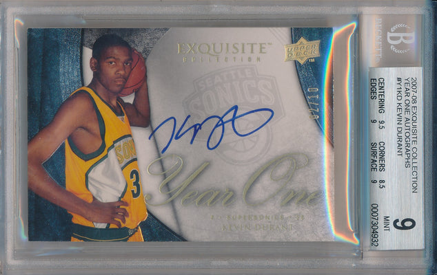 Upper Deck  2007-2008 Exquisite Collection Year One Autographs #Y1-KD Kevin Durant 2/10 / BGS Grade 9 / Auto Grade 10