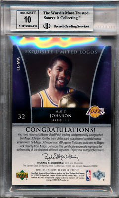 Upper Deck 2004-2005 Exquisite Collection Limited Logos #MA Magic Johnson 7/50 / BGS Grade 8.5 / Auto Grade 10