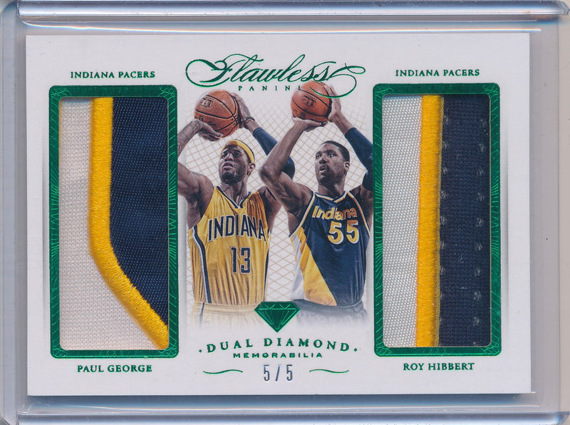 Panini 2014-2015 Flawless Emerald Dual Diamond Patches #DD-IP Paul George/ Roy Hibbert 5/5