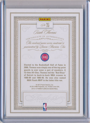 Panini 2012-2013 Flawless Emerald Jumbo Patches #75 Isiah Thomas 5/5