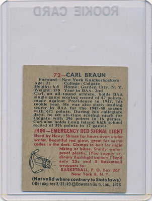 New York Knickerbockers  #72 Carl Braun  / PSA Grade