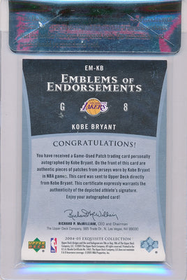 Upper Deck 2004-2005 Exquisite Collection Emblems Of Endorsement #KB Kobe Bryant 5/10 / Auto Grade 7