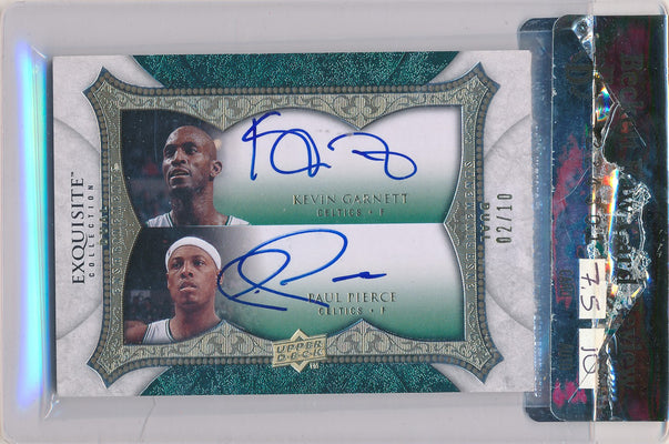 Upper Deck 2007-2008 Exquisite Collection Dual Enshrinements #DEN-PG Kevin Garnett / Paul Pierce 2/10 / BGS Grade 7.5 / Auto Grade 10