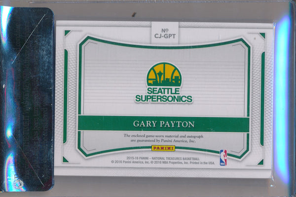 Panini 2015-2016 National Treasures Colossal Jumbo Patch Auto #CJ-GPT Gary Payton 23/25 / BGS Grade 8 / Auto Grade 10