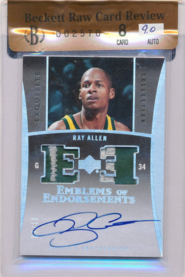 Upper Deck 2004-2005 Exquisite Collection Emblems Of Endorsement #RA Ray Allen 7/10 / Auto Grade 9