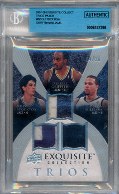 Upper Deck 2007-2008 Exquisite Collection Trios Patch #WSG John Stockton / Darrell Griffith / Deron Williams 4/10