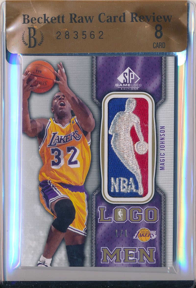 Upper Deck 2009-2010 SP Game Used LogoMen #LOGO-MJ Magic Johnson 1/1 / BGS Grade 8