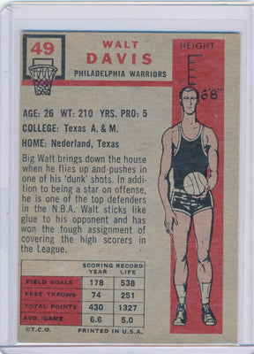 Philadelphia Warriors  #49 Walt Davis