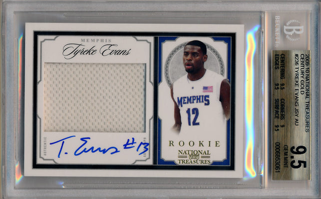 Panini 2009-2010 National Treasures Century Gold #236 Tyreke Evans 4/25 / BGS Grade 9.5 / Auto Grade 10