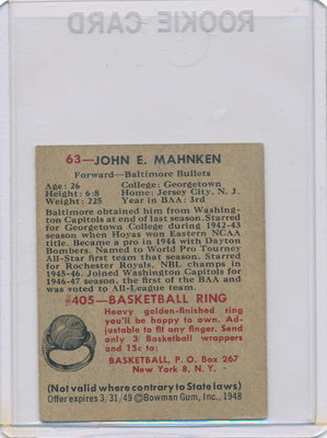 Baltimore Bullets  #63 John E. Mahnken  / PSA Grade