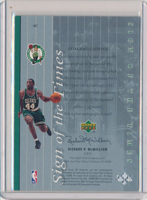 Upper Deck 1999-2000 SP Authentic Sign Of The Times #AG Adrian Griffin