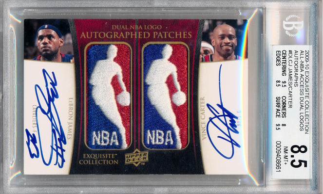 Upper Deck 2009-2010 Exquisite Collection All-NBA Access Dual Logos Autographs #DL-CJ Lebron James / Vince Carter 1/1 / BGS Grade 8.5