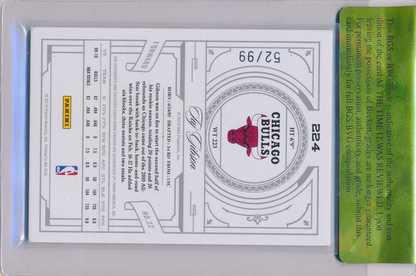 Panini 2009-2010 National Treasures Century Silver #224 Taj Gibson 52/99 / Auto Grade 9