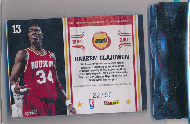 Panini 2010-2011 Limited Retired Numbers #13 Hakeem Olajuwon 22/99 / BGS Grade 8.5 / Auto Grade 10