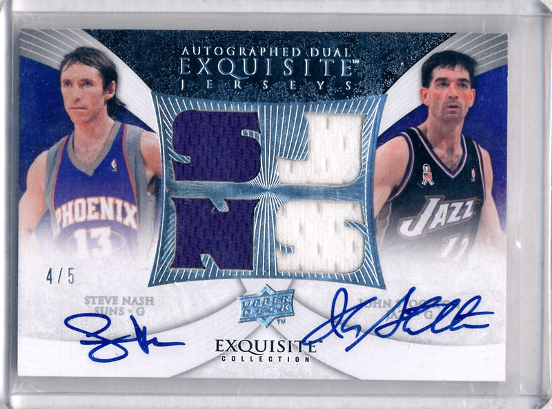 Upper Deck 2007-2008 Exquisite Collection Jersey's Dual Auotographs #ED-NS Steve Nash / John Stockton 4/5