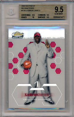 Topps 2002-2003 Finest Refractor #178 Lebron James 225/250 / BGS Grade 9.5