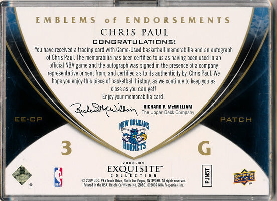 Upper Deck 2008-2009 Exquisite Collection Emblems Of Endorsement #EECP Chris Paul 2/10