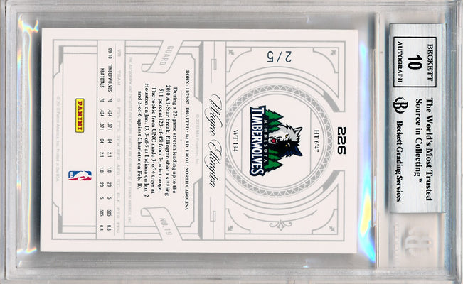 Panini 2009-2010 National Treasures Century Platinum #226 Wayne Ellington 2/5 / BGS Grade 9 / Auto Grade 10