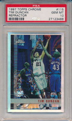 Topps 1997-1998 Chrome Refractor #115 Tim Duncan  / PSA Grade 10