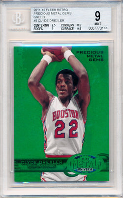 Upper Deck 2011-12 Fleer Retro Precious Metal Gems GREEN #PM-5 Clyde Drexler 4/10 / BGS Grade 9