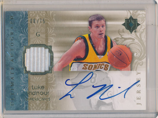 Upper Deck 2006-07 Ultimate Collection  Ultimate Jersey Autographs #AU-LR Luke Ridnour 08/75