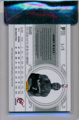 Panini 2010-2011 National Treasures  Century Platinum #201 John Wall 3/5 / BGS Grade 8.5 / Auto Grade 10