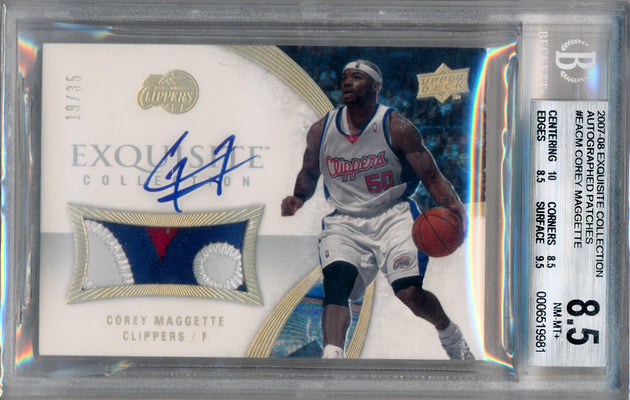 Upper Deck 2007-2008 Exquisite Collection Autographed Patches #EACM Corey Maggette 19/35 / BGS Grade 8.5 / Auto Grade 10