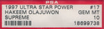 Fleer 1997-1998 Ultra  Star Power Supreme #17/20SPS Hakeem Olajuwon  / PSA Grade 10