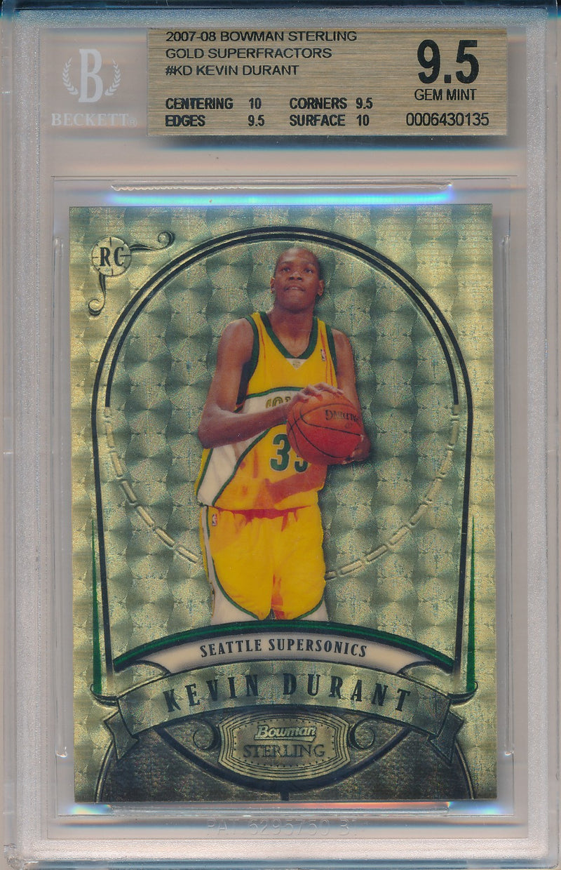 Topps  2007-2008 Bowman Sterling Gold Superfractors #KD Kevin Durant 5/5 / BGS Grade 9.5