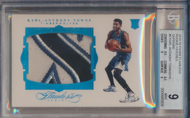 Panini 2015-2016 Flawless Rookie Patches Sapphire #6 Karl-Anthony Towns 8/10 / BGS Grade 9