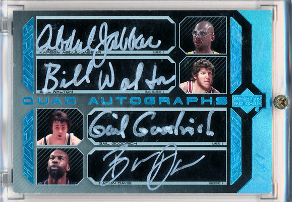 Upper Deck 2007-2008 Ud Black Quad Autographs #QAU-WADG Kareem Abdul Jabbar / Bill Walton / Gail Goodrich / Baron Davis 1/1