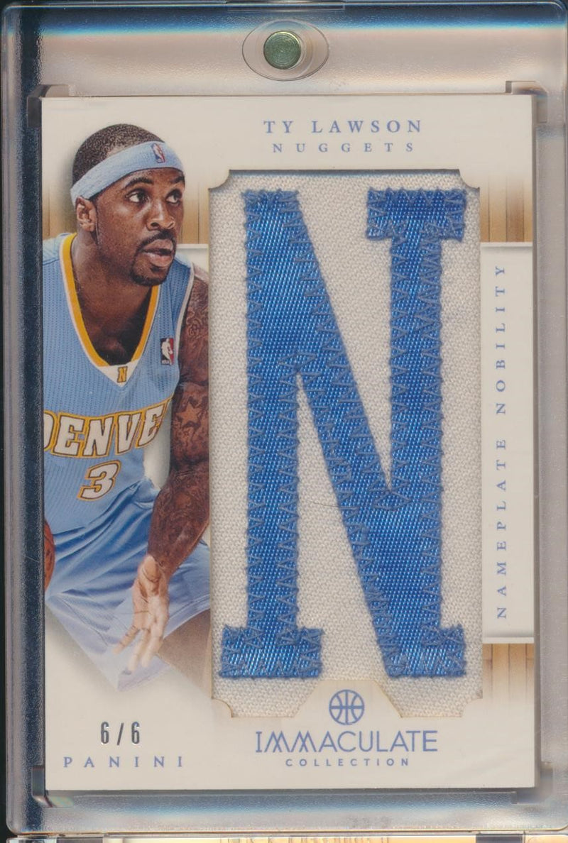 Panini  2012-2013 Immaculate Nameplate Nobiliy Letter N #NN-TY Ty Lawson 6/6