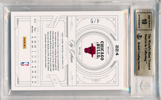 Panini 2009-2010 National Treasures Century Platinum #224 Taj Gibson 4/5 / BGS Grade 9.5 / Auto Grade 10