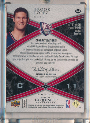 Upper Deck 2008-09 Exquisite Collection Rookie Jersey Auto #64 Brook Lopez 116/225