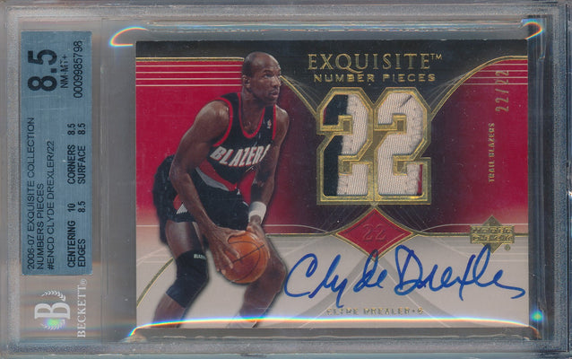 Upper Deck 2006-2007 Exquisite Collection Numbers Pieces #EN-CD Clyde Drexler 22/22 / BGS Grade 8.5 / Auto Grade 10