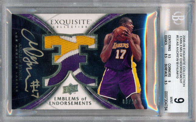 Upper Deck 2008-2009 Exquisite Collection Emblems Of Endorsement #EEAB Andrew Bynum 9/10 / BGS Grade 9 / Auto Grade 10