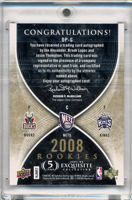 Upper Deck 2007-2008 Exquisite Collection Draft Picks Reservation #DPG Joe Alexander / Brook Lopez / Jason Thompson 38/199