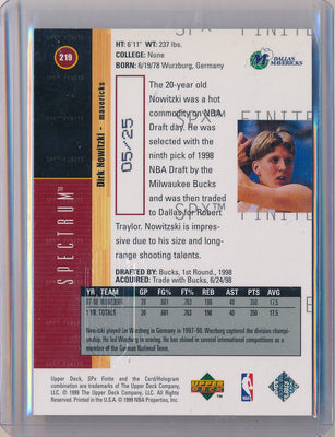 Upper Deck 1998-1999 SPX Finite Spectrum #219 Dirk Nowitzki 5/25