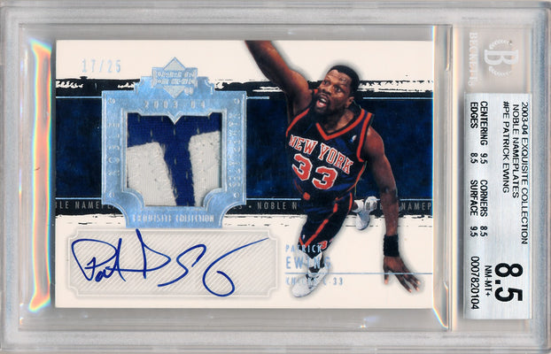 Upper Deck 2003-2004 Exquisite Collection Noble Nameplates #NN-PE Patrick Ewing 17/25 / BGS Grade 8.5 / Auto Grade 10