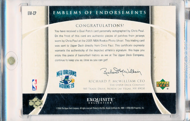 Upper Deck 2005-2006 Exquisite Collection Emblems Of Endorsement #EMCP Chris Paul 13/15