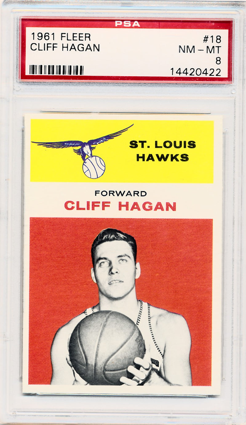 Fleer 1961 St. Louis Hawks  #18 Cliff Hagan  / PSA Grade 8