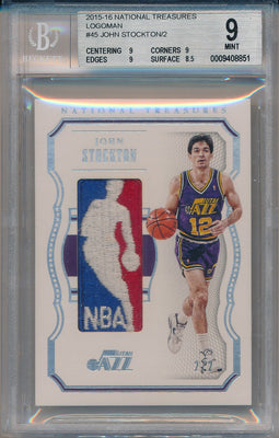 Panini 2015-2016 National Treasures LogoMan #45 John Stockton  / BGS Grade 9