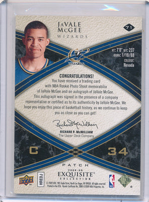 Upper Deck 2008-2009 Exquisite Collection Rookie Parallel #71 JaVale McGee 11/34