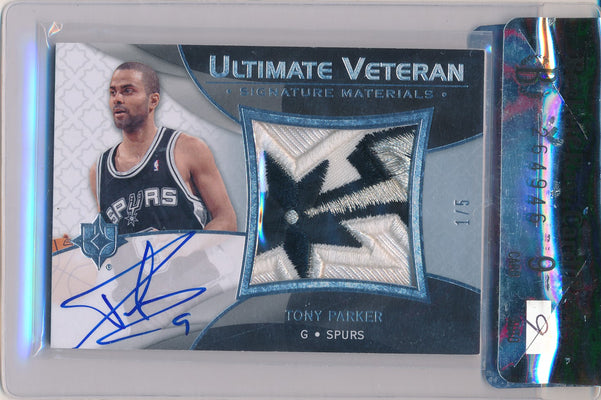 Upper Deck 2008-2009 Ultimate Veteran Signature Materials #UMV-TP Tony Parker 1/5 / BGS Grade 9 / Auto Grade 9