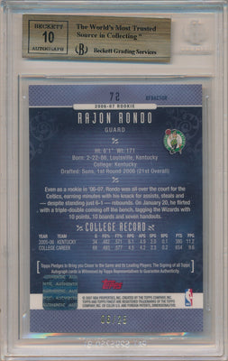 Topps 2006-07 Finest Rookie Autographs X-Fractors #72 Rajon Rondo 06/25 / BGS Grade 9.5 / Auto Grade 10