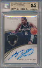 Panini 2014-2015 Immaculate Collection Patches Autographs #13 Kawhi Leonard 2/2 / BGS Grade 9.5 / Auto Grade 10