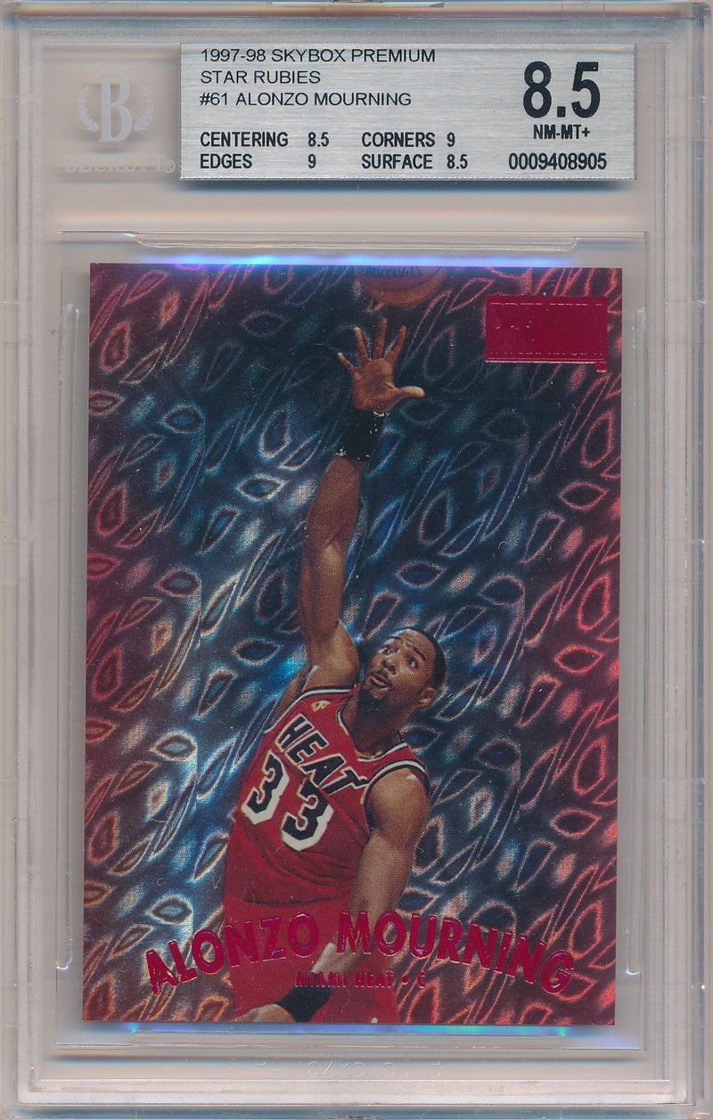 SkyBox 1997-1998 Premium Star Rubies #61SR Alonzo Mourning 50/50 / BGS Grade 8.5