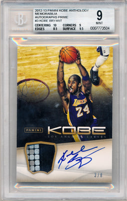 Panini 2012-2013 Kobe Anthology Memorabilia Autographs Prime #3 Kobe Bryant 3/8 / BGS Grade 9 / Auto Grade 10