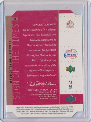 Upper Deck 1998-1999 SP Authentic Sign Of The Times #TY Maurice Taylor